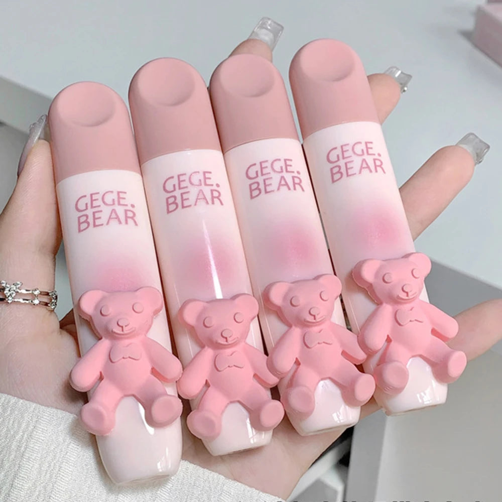 Little Bear Crystal Frozen Strawberry Glossy Lip Glaze Mirror Whitening Nude Doodle Lip Korean Makeup Y2K Cosmetics Lipsticks